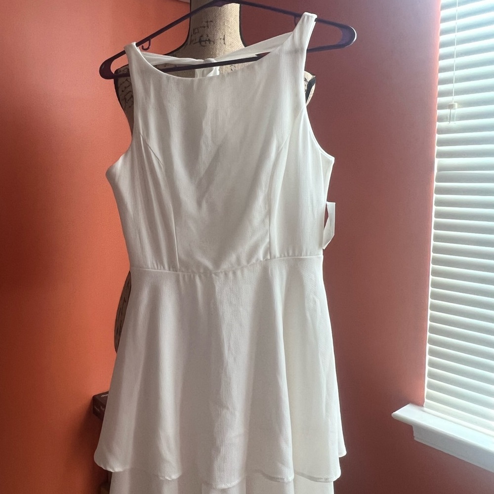 White backless dress with tie back